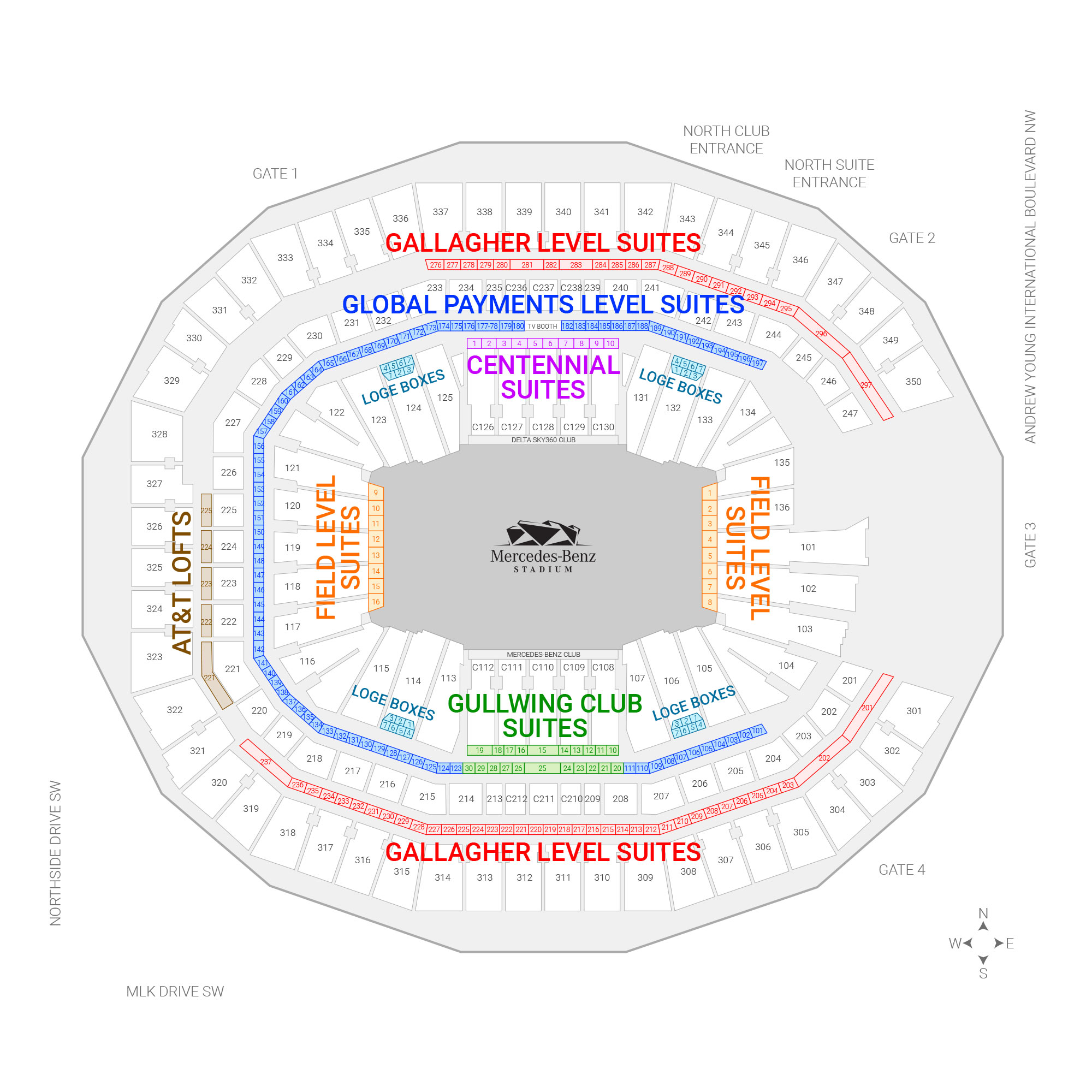 Mercedes-Benz Stadium / 2025 College Football Playoff National Championship Suite Map and Seating Chart